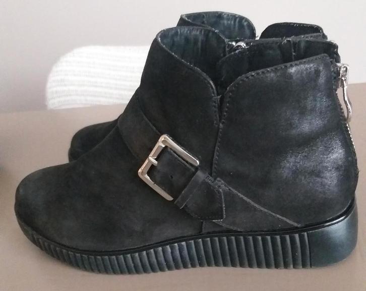 lage bottines leder, Kleding | Dames, Schoenen, Gedragen, Lage of Enkellaarzen, Zwart, Verzenden