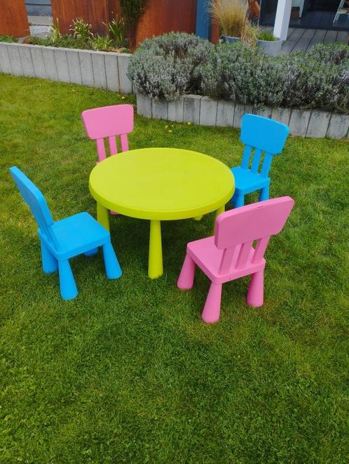Table enfant Ikea Mammut + 4 chaises, Kinderen en Baby's, Kinderkamer | Tafels en Stoelen, Gebruikt, Stoel(en), Ophalen