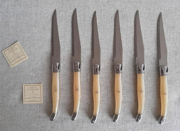Jean Dubost Laguiole set van 6 premium kwaliteit steakmessen, Huis en Inrichting, Keuken | Bestek, Zo goed als nieuw, Ophalen of Verzenden