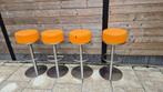 Barkruk oranje satelliet 4 stuks vintage, Huis en Inrichting, Ophalen, Met voetsteun, 60 tot 90 cm, Zo goed als nieuw