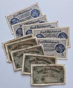Lot 10 x NS Allemagne - 5 x 5 Reichsmarks - 5 x 2 RM, Timbres & Monnaies, Billets de banque | Europe | Billets non-euro, Série