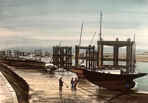 Havengeul (Nieuwpoort) door Marc Ruisit, Antiek en Kunst, Kunst | Schilderijen | Klassiek, Ophalen of Verzenden