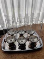 6 glazen met zilver staandertje van Brevet, Verzamelen, Glas en Drinkglazen, Zo goed als nieuw, Ophalen
