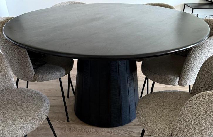 Ronde zwarte eettafel Maison du Monde, Huis en Inrichting, Tafels | Eettafels, Zo goed als nieuw, 100 tot 150 cm, 100 tot 150 cm