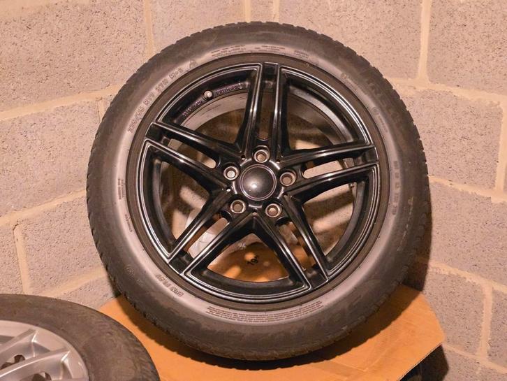4 winterwielen: 17" Borbet-velgen + 225/55/R17 Pirelli-bande, Auto-onderdelen, Banden en Velgen, Band(en), Winterbanden, 17 inch