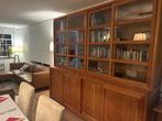 Prachtige teakhouten bibliotheekkast, Huis en Inrichting, Ophalen, Met deur(en), 200 cm of meer, Glas