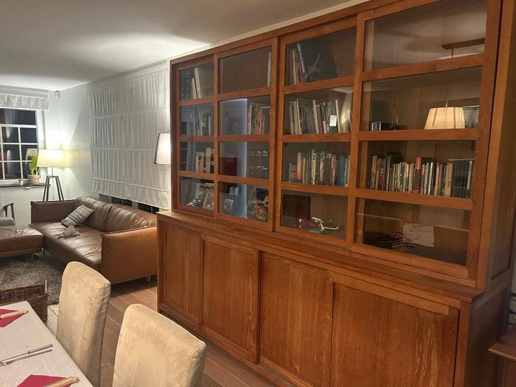 Prachtige teakhouten bibliotheekkast, Huis en Inrichting, Kasten | Vitrinekasten, Zo goed als nieuw, 200 cm of meer, 200 cm of meer