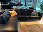 zwarte lederen hoeksalon, Ophalen, 250 tot 300 cm, Gebruikt, Hoekbank
