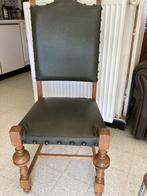 6 eiken stoelen met lederen bekleding, Huis en Inrichting, Stoelen, Ophalen, Zo goed als nieuw, Leer, Vijf, Zes of meer stoelen