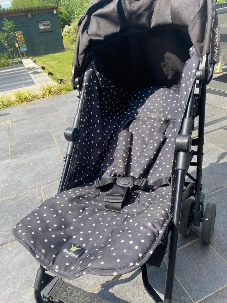 Buggy Elodie zwart met witte stippen, Kinderen en Baby's, Buggy's, Gebruikt, Overige merken, Verstelbare rugleuning, Zonnekap