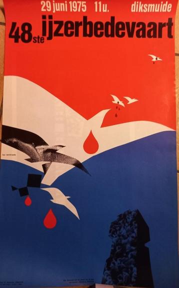 Affiche "48ste IJzerbedevaart (1975)" // Vlaamse Beweging, Enlèvement ou Envoi, Comme neuf
