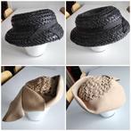 2 antieke hoeden voor dames in zwart raffia en beige vilt, Kleding | Dames, Hoeden en Petten, Gedragen, Ophalen of Verzenden, Hoed
