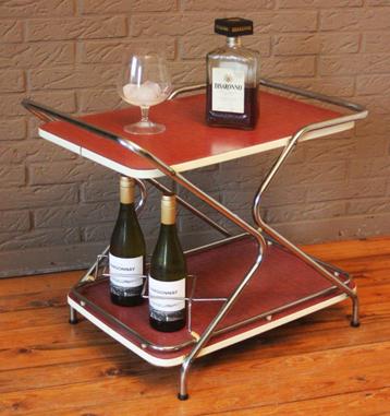 Donkerrood Design TORCK Serveerwagentje / Jaren 60 beschikbaar voor biedingen