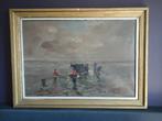 MOOI GROOT SCHILDERIJ VAN H J PAUWELS "DE SCHELPEN VISSERS", Antiek en Kunst, Kunst | Schilderijen | Klassiek, Ophalen