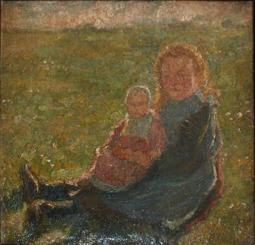 René Ernest (1876-1914): Moeder met kind (, Antiek en Kunst, Kunst | Schilderijen | Klassiek, Ophalen of Verzenden