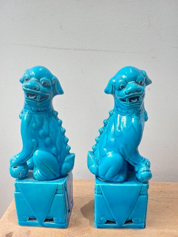 Set van twee vintage Chinese Foo honden25cm, Verzamelen, Beelden en Beeldjes, Zo goed als nieuw, Ophalen of Verzenden