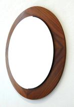 Vintage teak spiegel palissander wandspiegel hout rond, Rond, Utilisé, Enlèvement ou Envoi