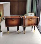 Prachtige set vintage nachtkastjes, Huis en Inrichting, Ophalen of Verzenden, Gebruikt, Hout