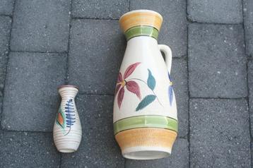 2 x West Germany mid century vaas (45cm en 20cm) beschikbaar voor biedingen