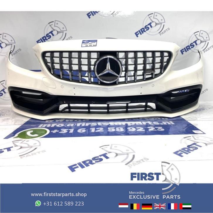 A205 C205 FACELIFT GT C63 C63S AMG BUMPER PARELMOER WIT COMP, Auto-onderdelen, Carrosserie, Bumper, Mercedes-Benz, Voor, Gebruikt