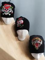 set van 3x glitter skull mutsen, Kleding | Dames, Skull, Verzenden, Nieuw, Muts