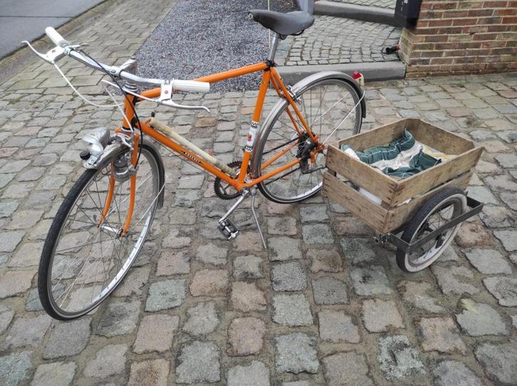 gerestaureerde peugeot fiets met kar, Fietsen en Brommers, Fietsen | Heren | Herenfietsen, Gebruikt, Overige merken, 53 tot 57 cm