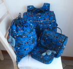 Kipling 4-delige schoolset + apen, Gebruikt, Blauw, Aktetas of Boekentas, 30 tot 40 cm
