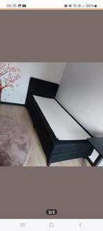 Boxspringbed, Ophalen, 90 cm, Eenpersoons, Zwart