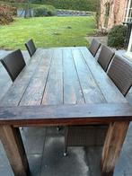 Houten teak tuintafel met stoelen, Tuin en Terras, Ophalen, Gebruikt, Tuinset, Hout
