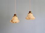 Paar Art Deco hangers in gemarmerd opaline, 1920-30, Antiek en Kunst, Ophalen of Verzenden