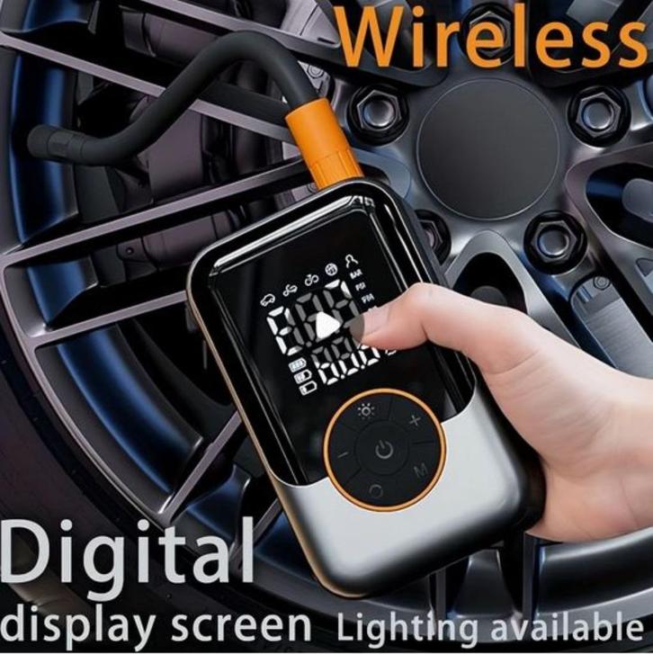 Krachtige Auto Accu Bandenpomp Compressor 10 Bar Oplaadbaar., Auto diversen, Autogereedschap, Nieuw, Verzenden