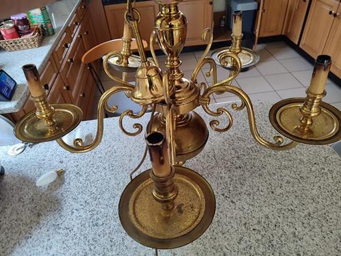 Vintage koperen kroonluchter, Huis en Inrichting, Lampen | Kroonluchters, Gebruikt, Metaal, Ophalen
