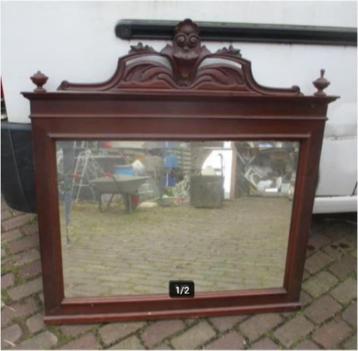 Prachtige Antieke Houten Spiegel - 103x113 beschikbaar voor biedingen