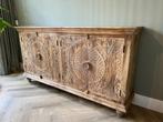 Prachtig Handgesneden Dressoir, zeer uniek exemplaar Nieuw, Huis en Inrichting, Met deur(en), Ibiza/Boho/Botanisch, 150 tot 200 cm