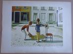SUZANNE BOMHALS / SPELENDE KINDEREN / KLEURLITHO / 57x76cm, Ophalen of Verzenden