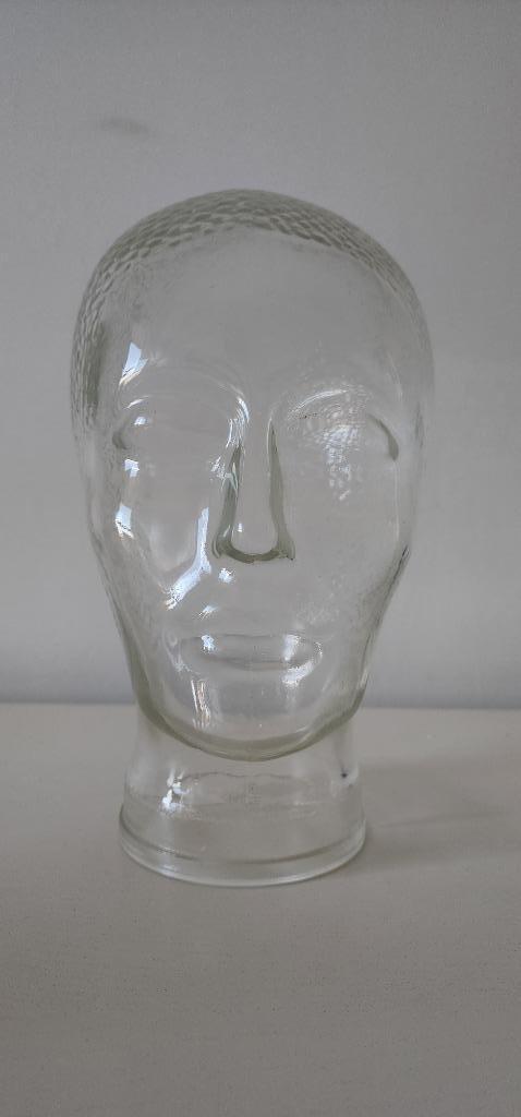 Vintage glazen hoofd mannequin koptelefoon, Antiek en Kunst, Curiosa en Brocante, Ophalen of Verzenden