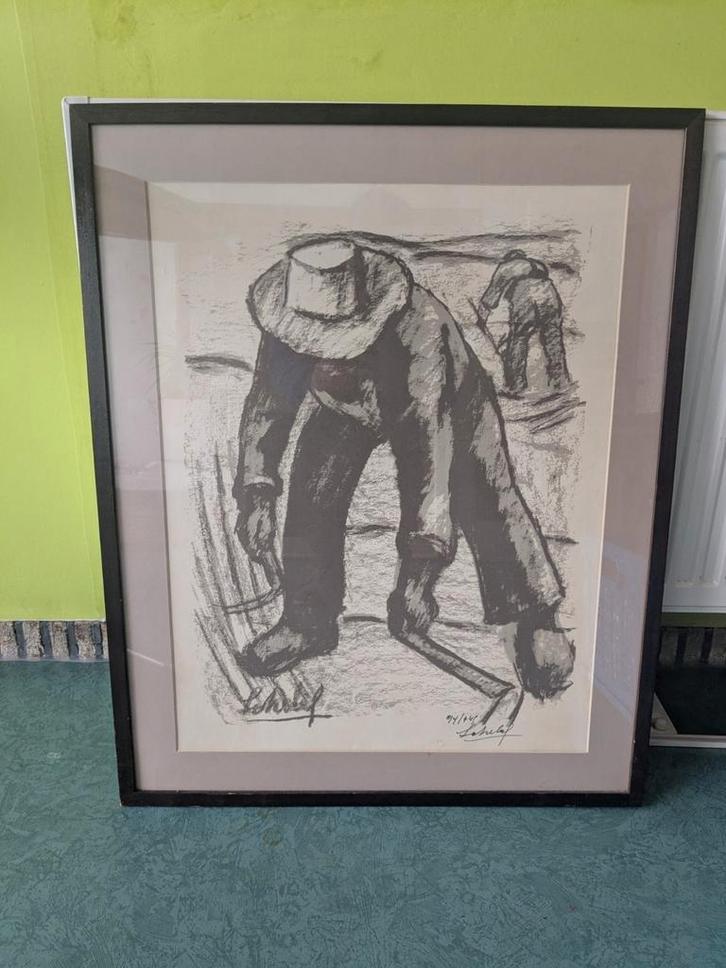 Maurice schelck - de boer - ingekaderd, Antiek en Kunst, Kunst | Litho's en Zeefdrukken, Ophalen of Verzenden