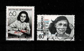 EUROPE ALLEMAGNE/PAYS-BAS ANNE FRANK 2 TIMBRES OBLITERES