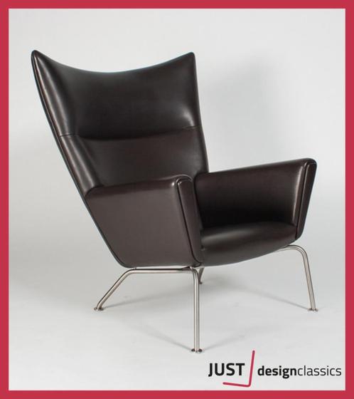 Wing Chair Hans J. Wegner Carl Hansen & Son Bruin Leder, Huis en Inrichting, Fauteuils, Ophalen