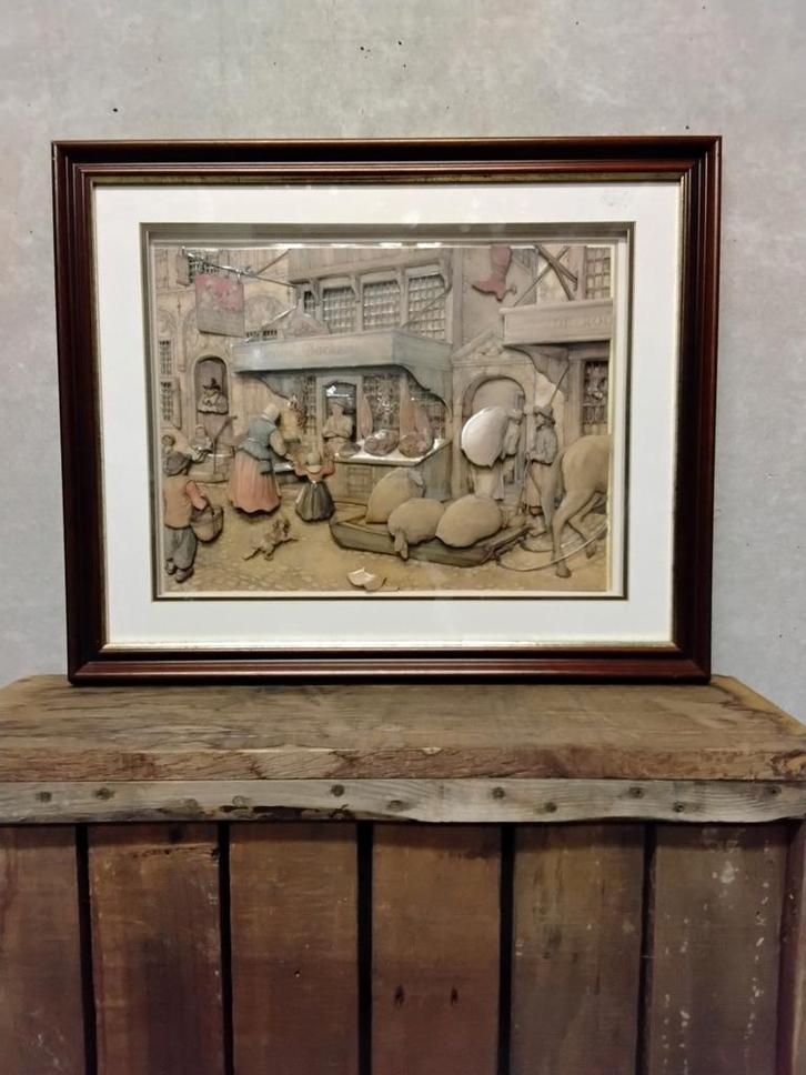 Anton pieck 3D prent brood en bakkerij, Antiek en Kunst, Kunst | Tekeningen en Fotografie, Ophalen of Verzenden