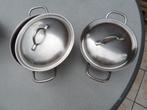 2 casseroles Agostina Diam: 16-18 cm H:7-8 cm Pas induction, Comme neuf, Inox, Enlèvement ou Envoi, Ensemble de casseroles