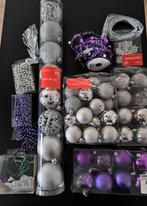 Lot Noël boules et guirlandes argent / violet / pourpre, Ophalen