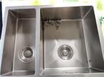 inox dubbele spoelbak keuken zo goed als nieuw, Huis en Inrichting, Keuken | Keukenelementen, Ophalen, Overige kleuren, 50 tot 100 cm