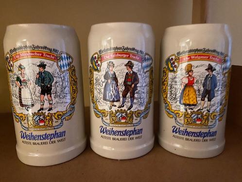 3 chopes bière allemande WEIHENSTEPHANER (1 L), Verzamelen, Biermerken, Zo goed als nieuw, Pul(len), Ophalen