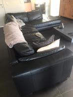 Lederen hoeksalon zwart 3,15m x 2,25m, Huis en Inrichting, Ophalen