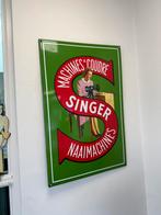SINGER emaille reclamebord, Ophalen of Verzenden, Gebruikt, Reclamebord