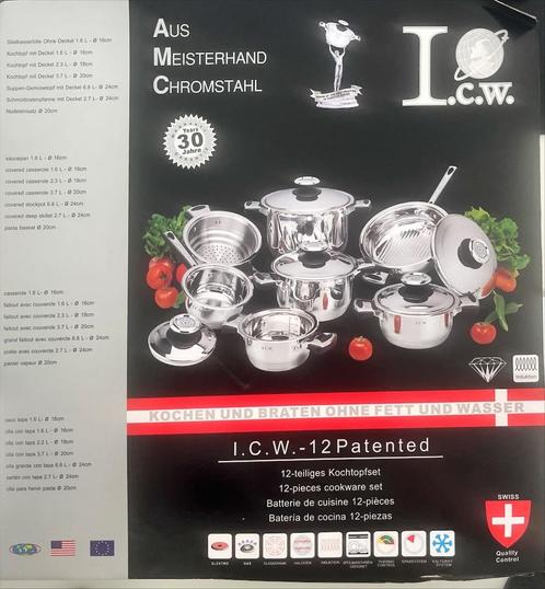12-delige Kookpottenset (inox) voor gas, keramisch, inductie, Huis en Inrichting, Keuken | Potten en Pannen, Nieuw, Pannenset