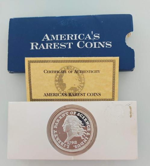 USA - ‘America's Rarest Coins’ 2 Oz Silver Disme - Replica, Timbres & Monnaies, Monnaies | Amérique, Série, Envoi