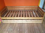 Massief houten eenpersoonsbed (grenen hout) met extra schuif, Huis en Inrichting, Ophalen, Gebruikt, 90 cm, Eenpersoons