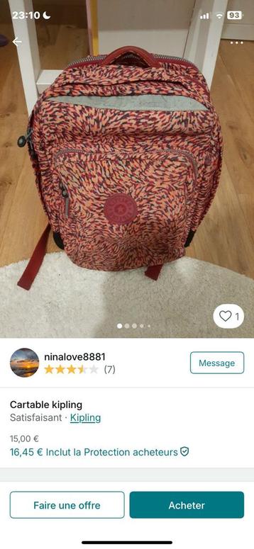 Cartable kipling  beschikbaar voor biedingen
